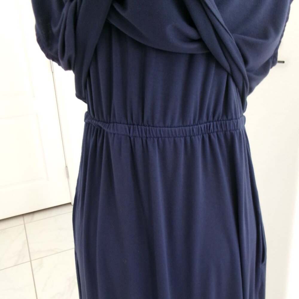 SOMA Navy Blue Soft Stretchy Popover Maxi Dress with Pockets M - Picture 12 of 14